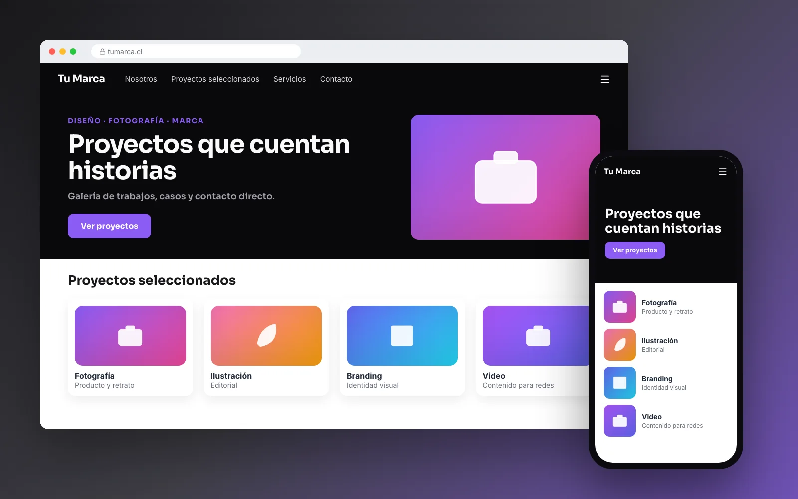 Diseño de ejemplo: Portafolio Creativo